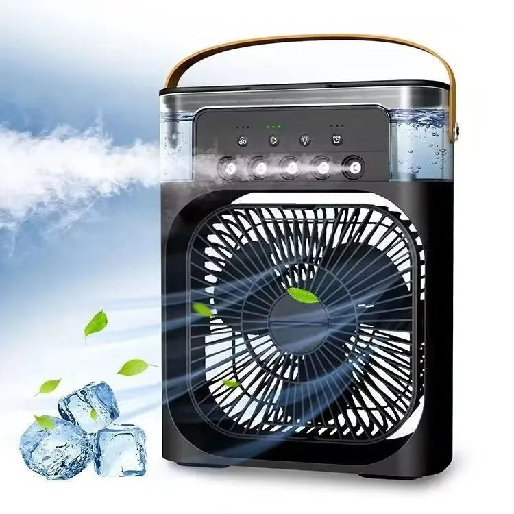 Five-Hole Humidifying Mist Fan Plug-In Mini Home Desk USB Lighted Tabletop Fan