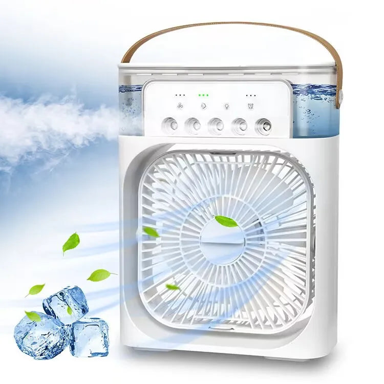 Five-Hole Humidifying Mist Fan Plug-In Mini Home Desk USB Lighted Tabletop Fan