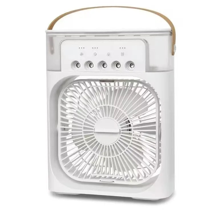 Five-Hole Humidifying Mist Fan Plug-In Mini Home Desk USB Lighted Tabletop Fan