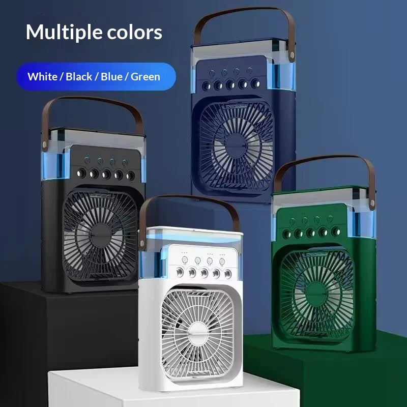 Five-Hole Humidifying Mist Fan Plug-In Mini Home Desk USB Lighted Tabletop Fan